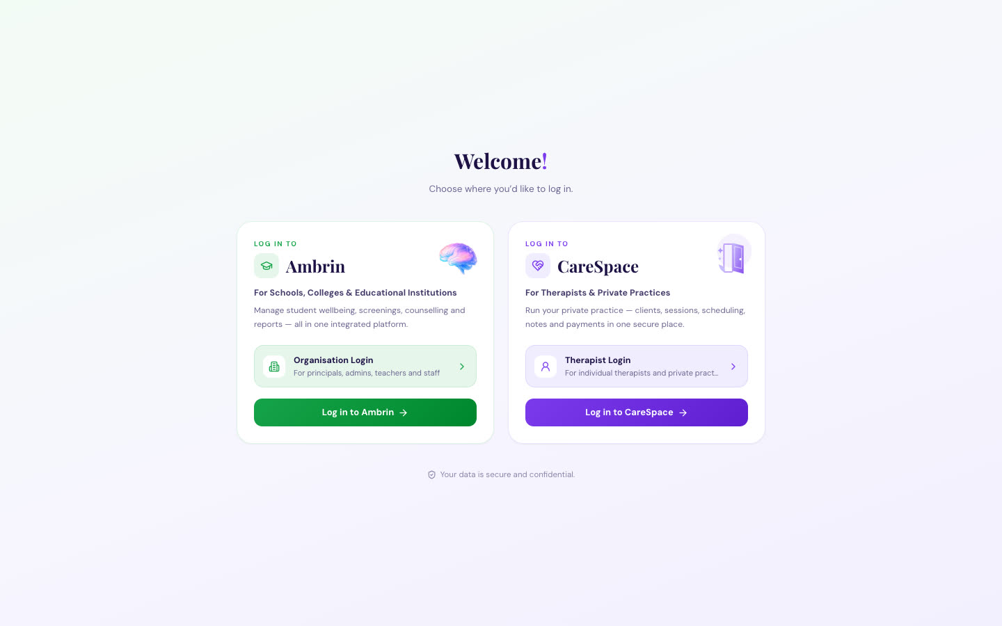 Ambrin & Carespace — screenshot