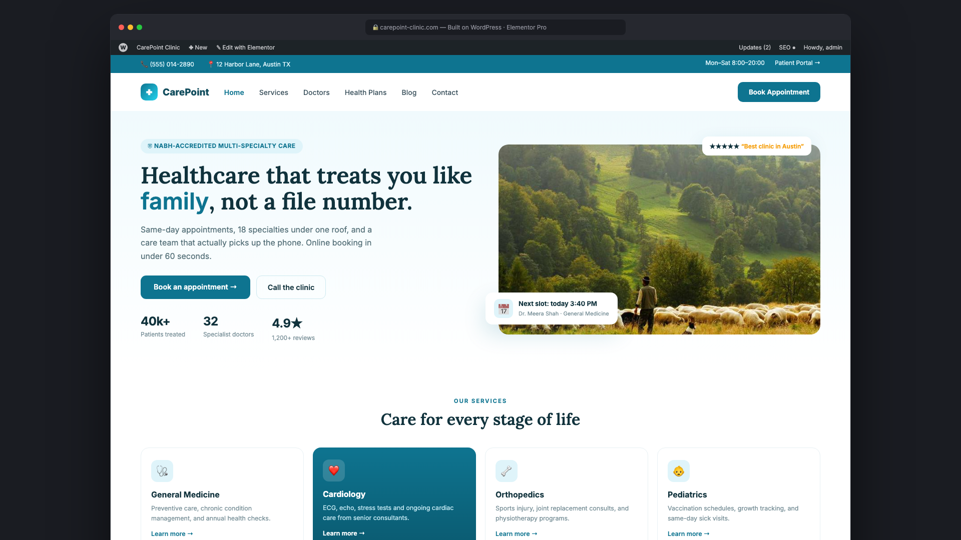 Clinic WordPress design